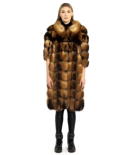 J. Mendel Designed Striped Red Fox 3/4 Coat