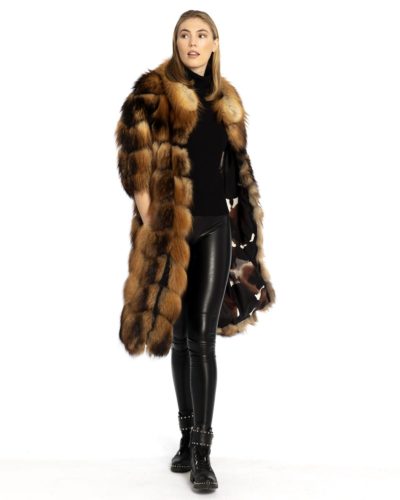 J. Mendel Designed Striped Red Fox 3/4 Coat