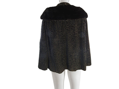 BLACK BROADTAIL JACKET W/ MINK COLLAR