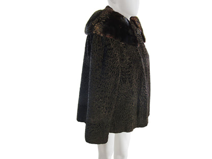 BLACK BROADTAIL JACKET W/ MINK COLLAR