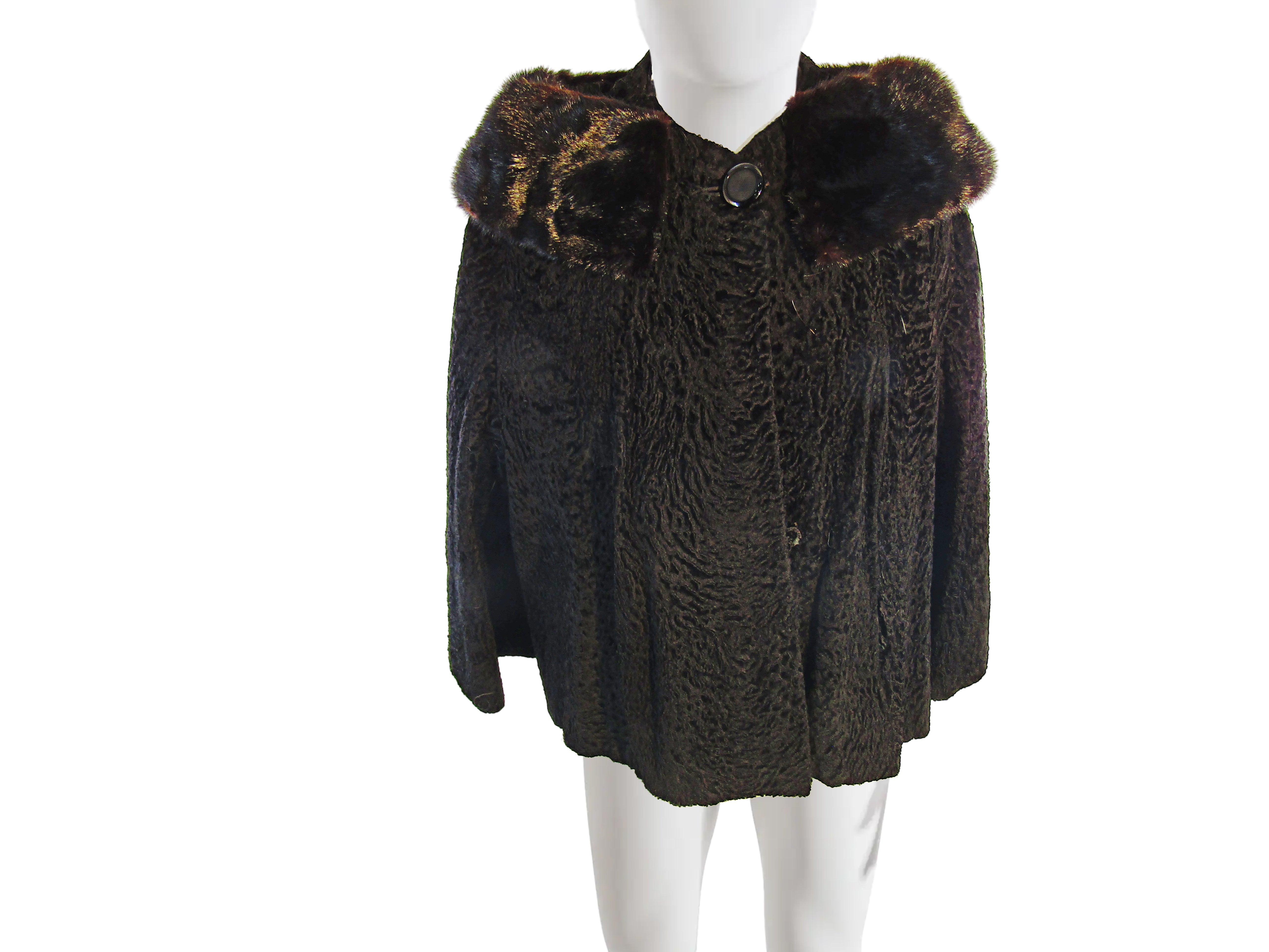 BLACK BROADTAIL JACKET W/ MINK COLLAR