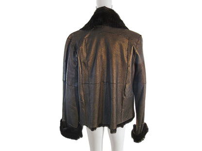 BLACK NAPPA JACKET W/ TUSCAN LAMB TRIM