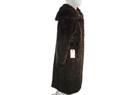 MATARA DYED SHEARED MINK COAT REVERSIBLE TO TAFFETA W/ CAPE COLLAR