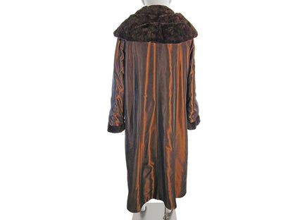 MATARA DYED SHEARED MINK COAT REVERSIBLE TO TAFFETA W/ CAPE COLLAR