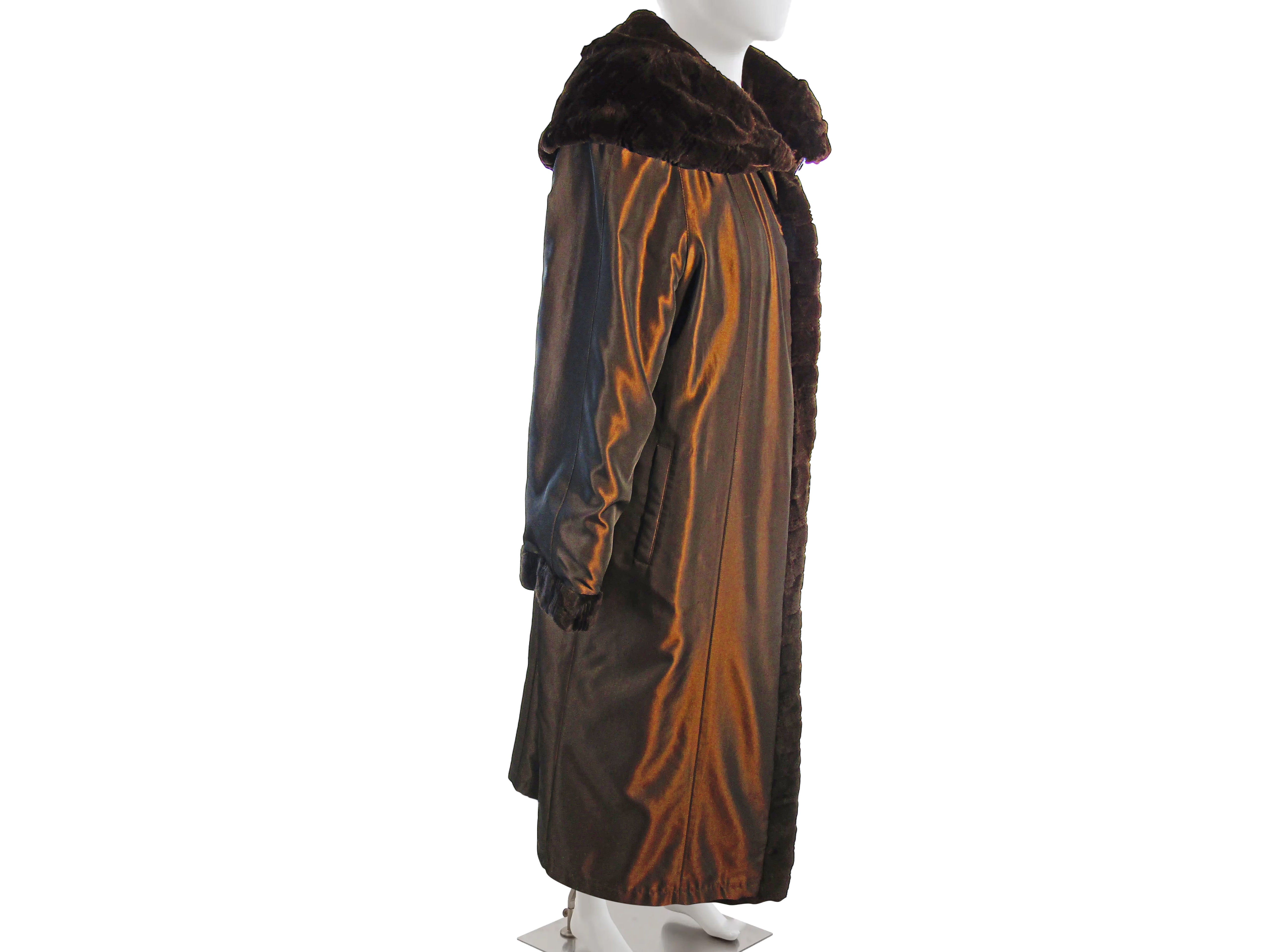 MATARA DYED SHEARED MINK COAT REVERSIBLE TO TAFFETA W/ CAPE COLLAR