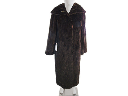 MATARA DYED SHEARED MINK COAT REVERSIBLE TO TAFFETA W/ CAPE COLLAR