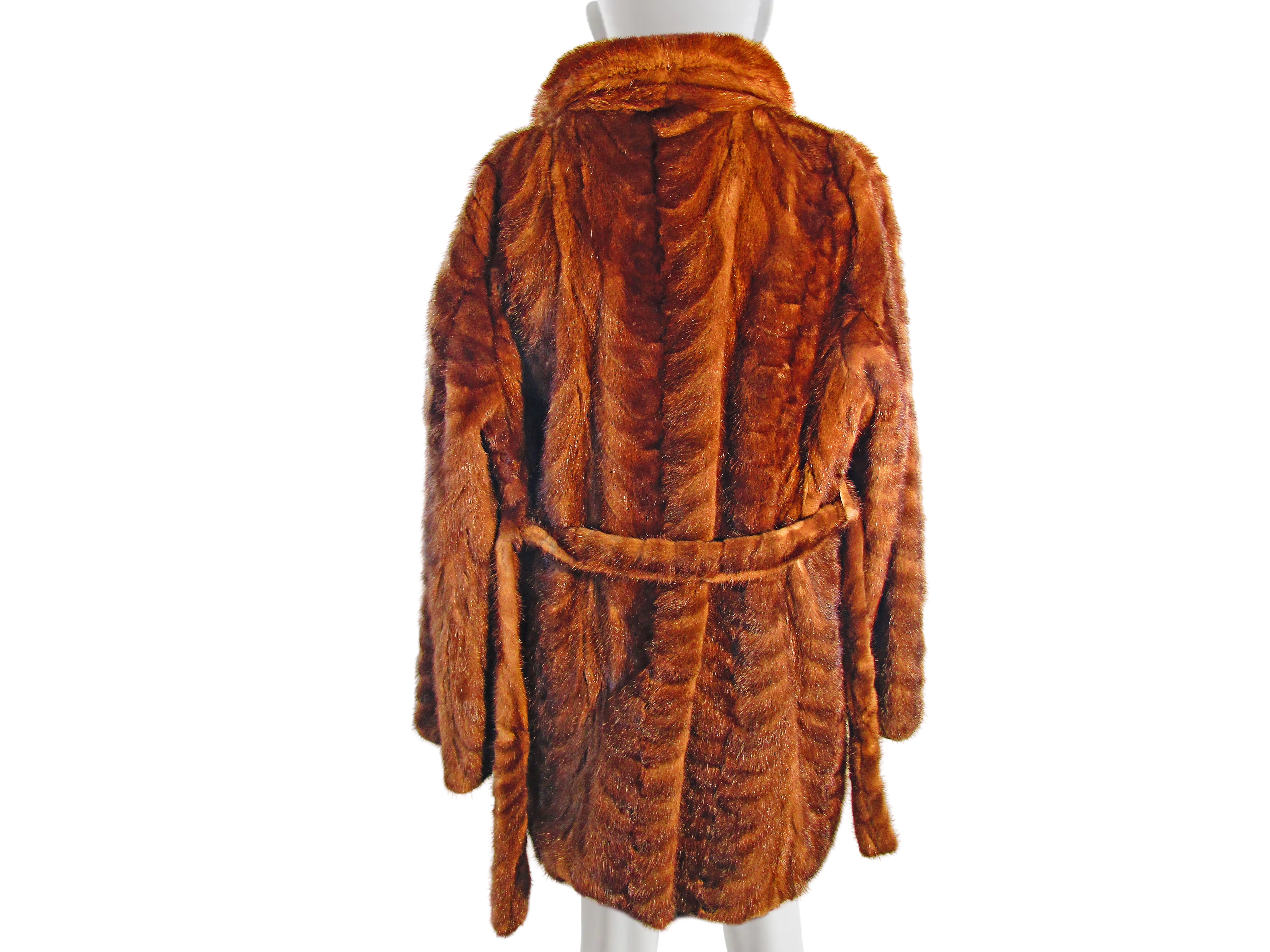 NATURAL DEMI BUFF MINK SECTION 3/4  SWING COAT W/ BELT