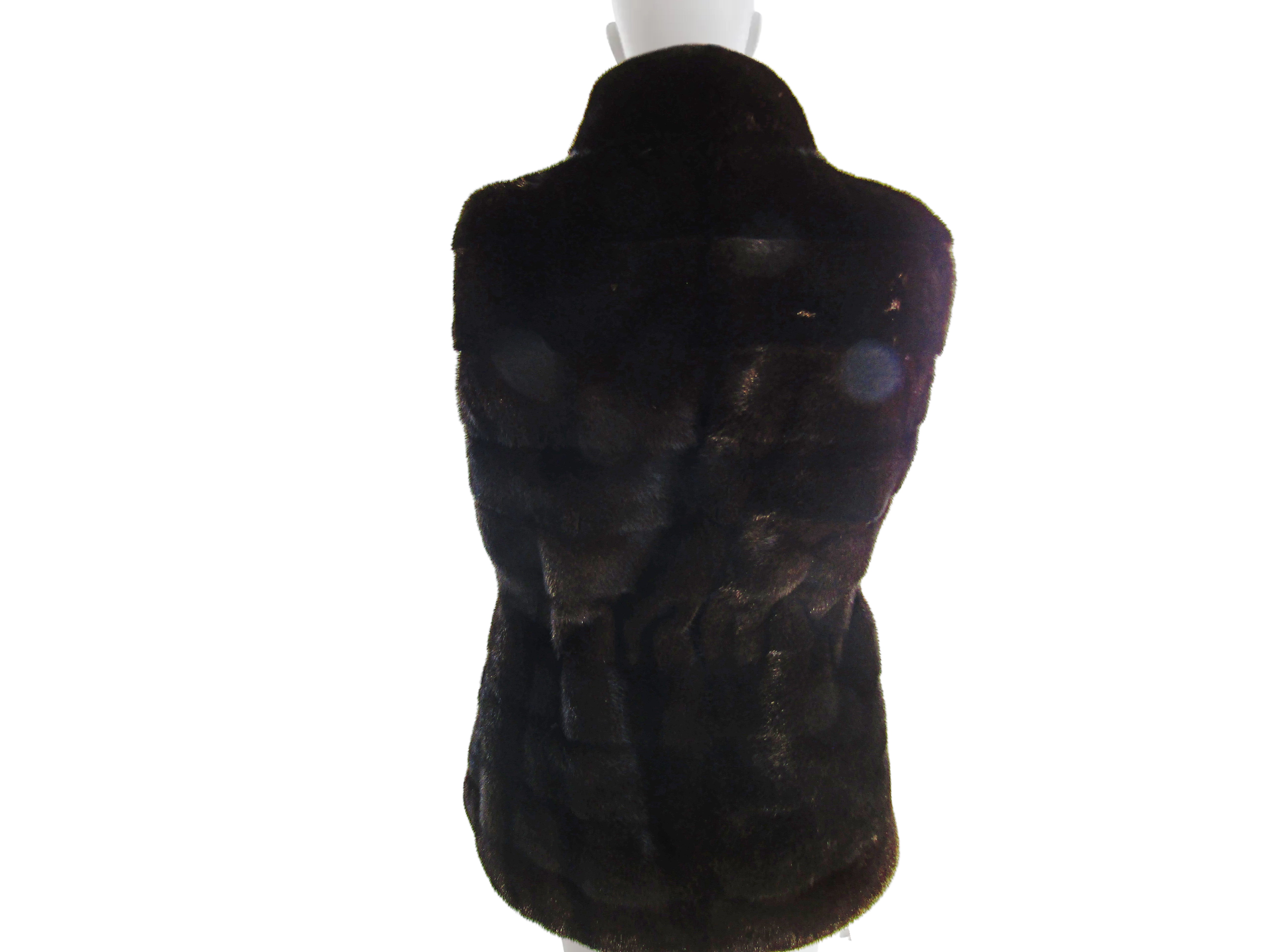 BLACK HORIZONTAL MINK VEST