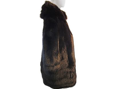 BLACK DYED FOX W/DOUBLE FUR HOOD COAT