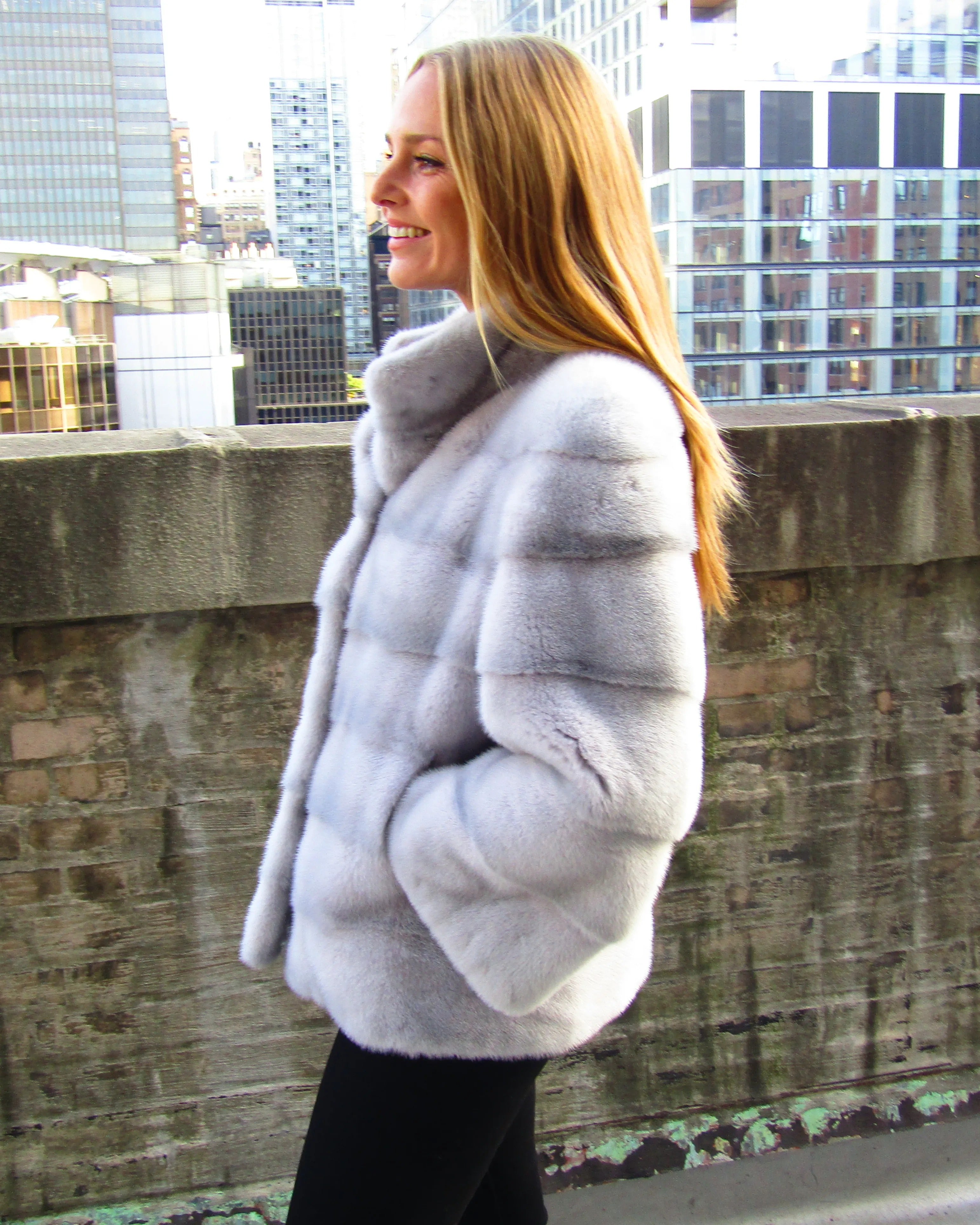 SAPPHIRE HORIZONTAL MINK JACKET