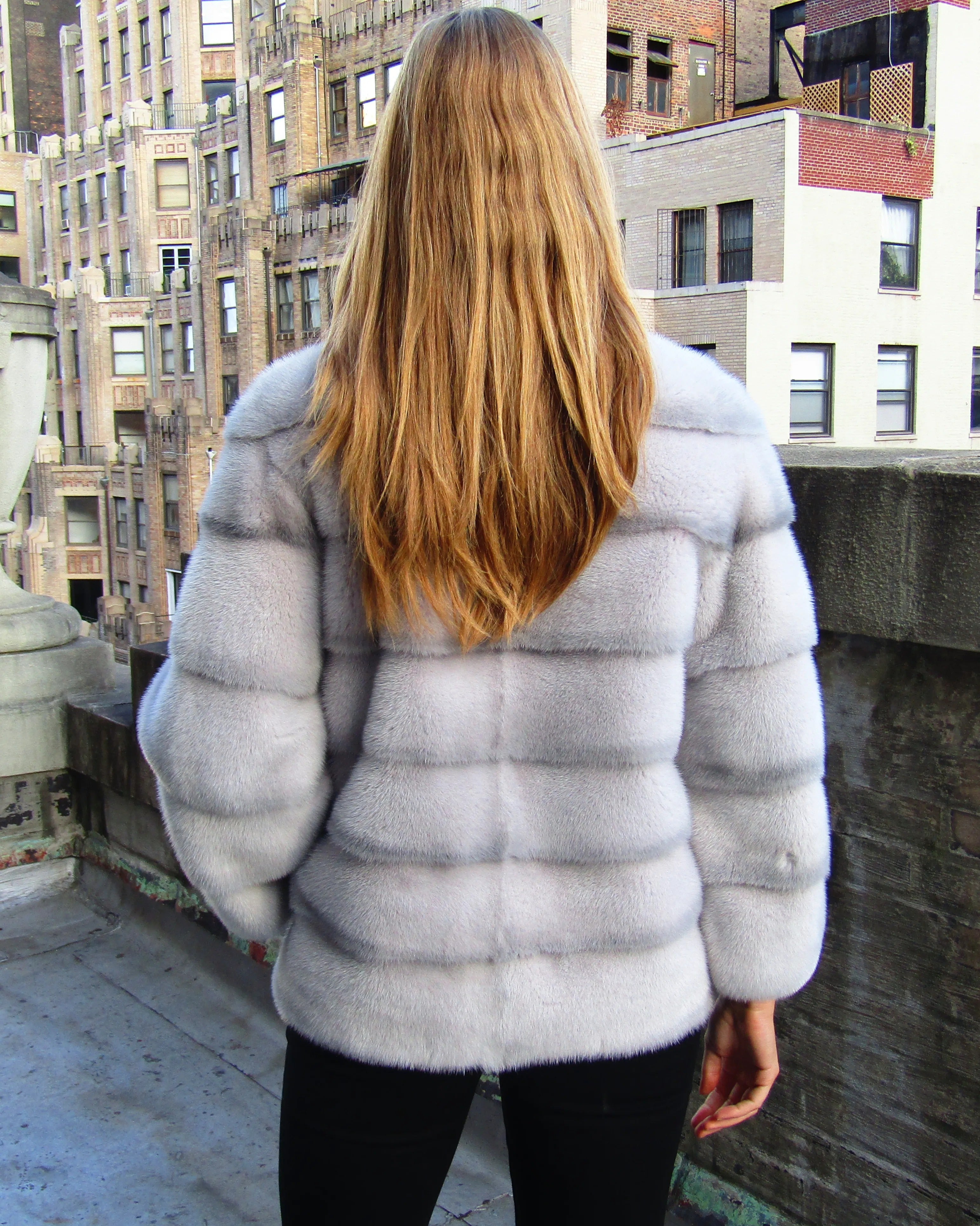 SAPPHIRE HORIZONTAL MINK JACKET