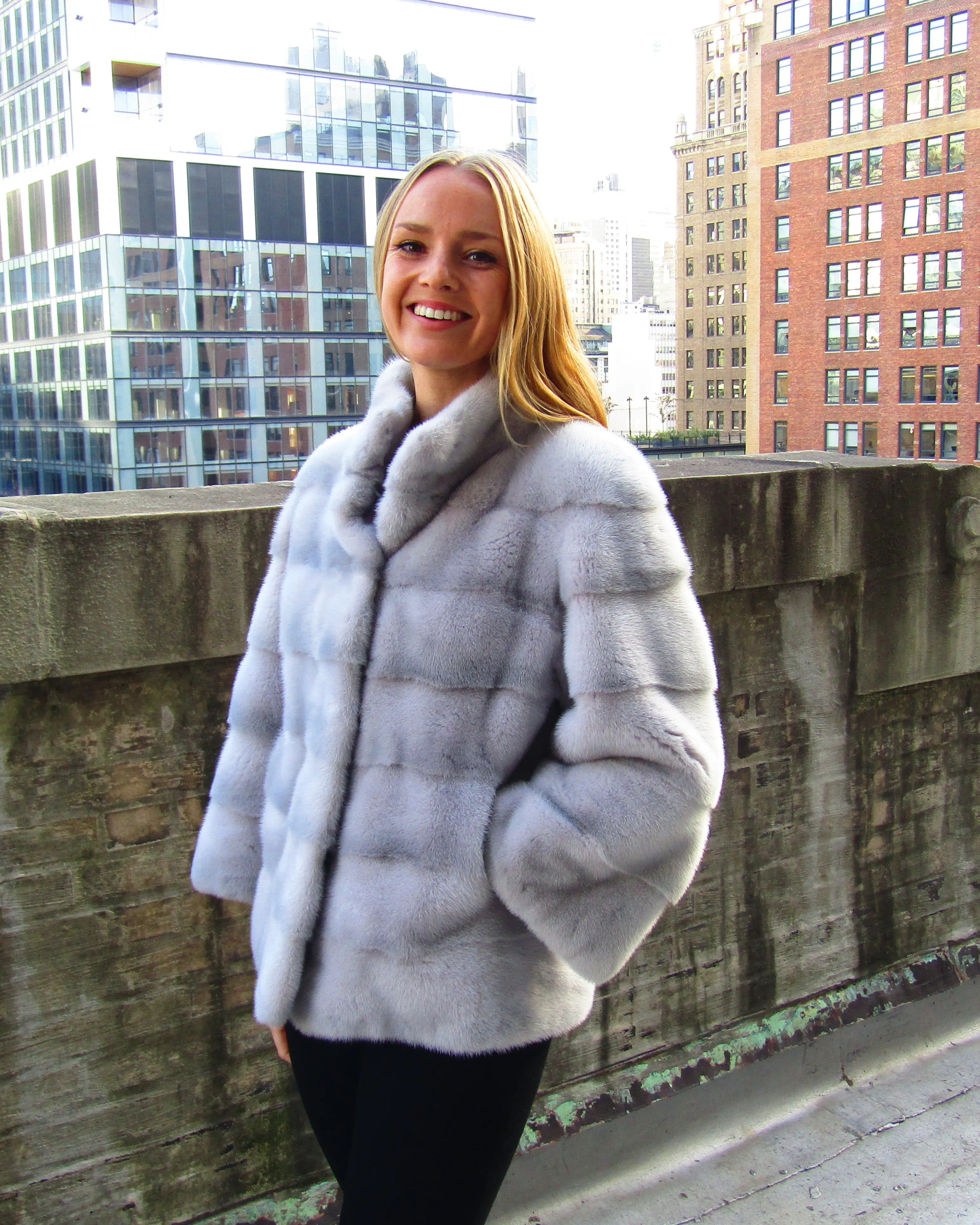 SAPPHIRE HORIZONTAL MINK JACKET