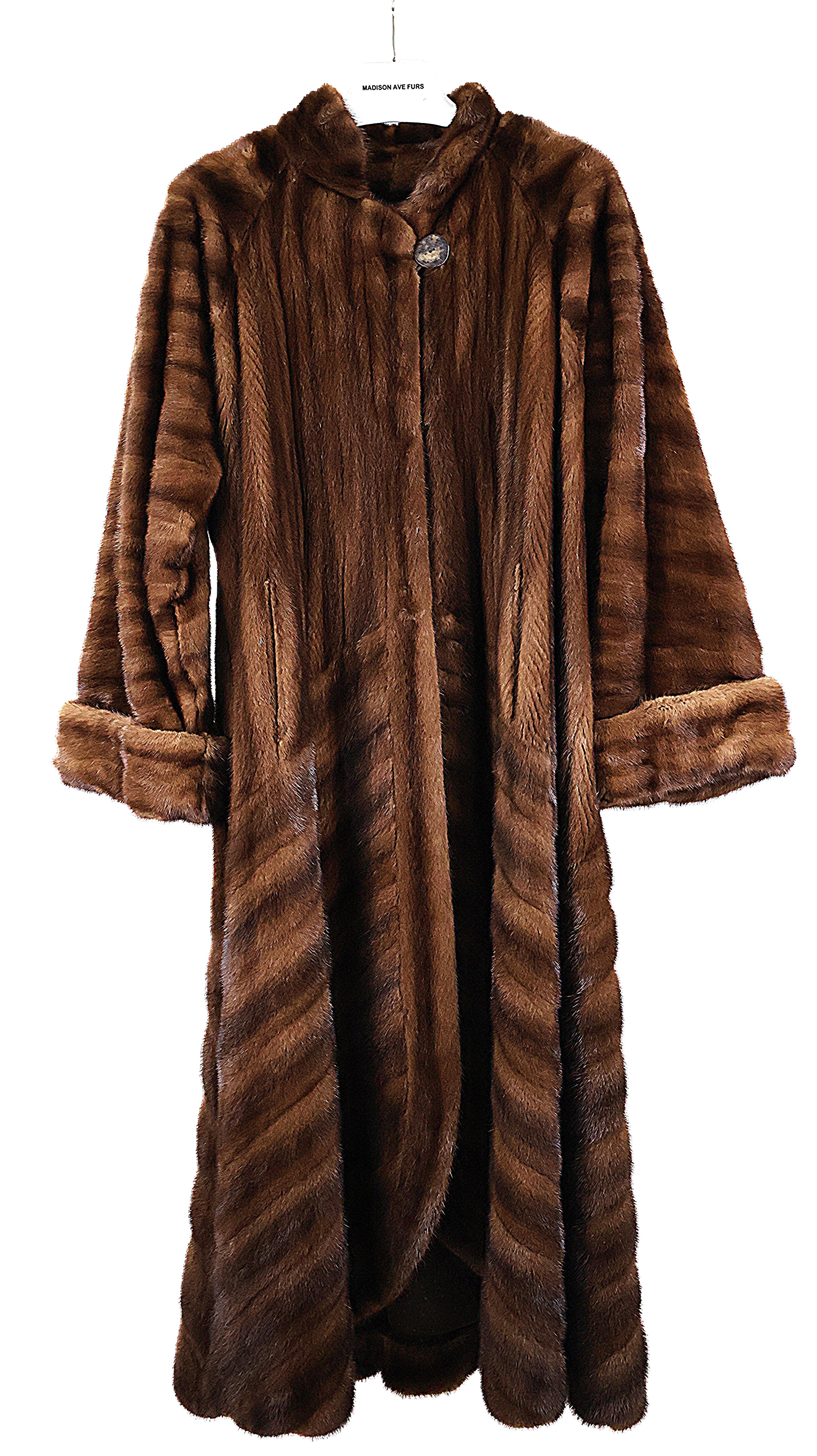 PRE-OWNED BISANG DEMI BUFF DIRECTIONAL MINK COAT W/ STAND COLLAR