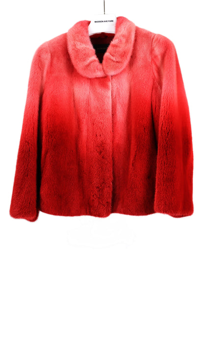 PRE-OWNED PINK DEGRADE MINK JACKET W/ WING COLLAR