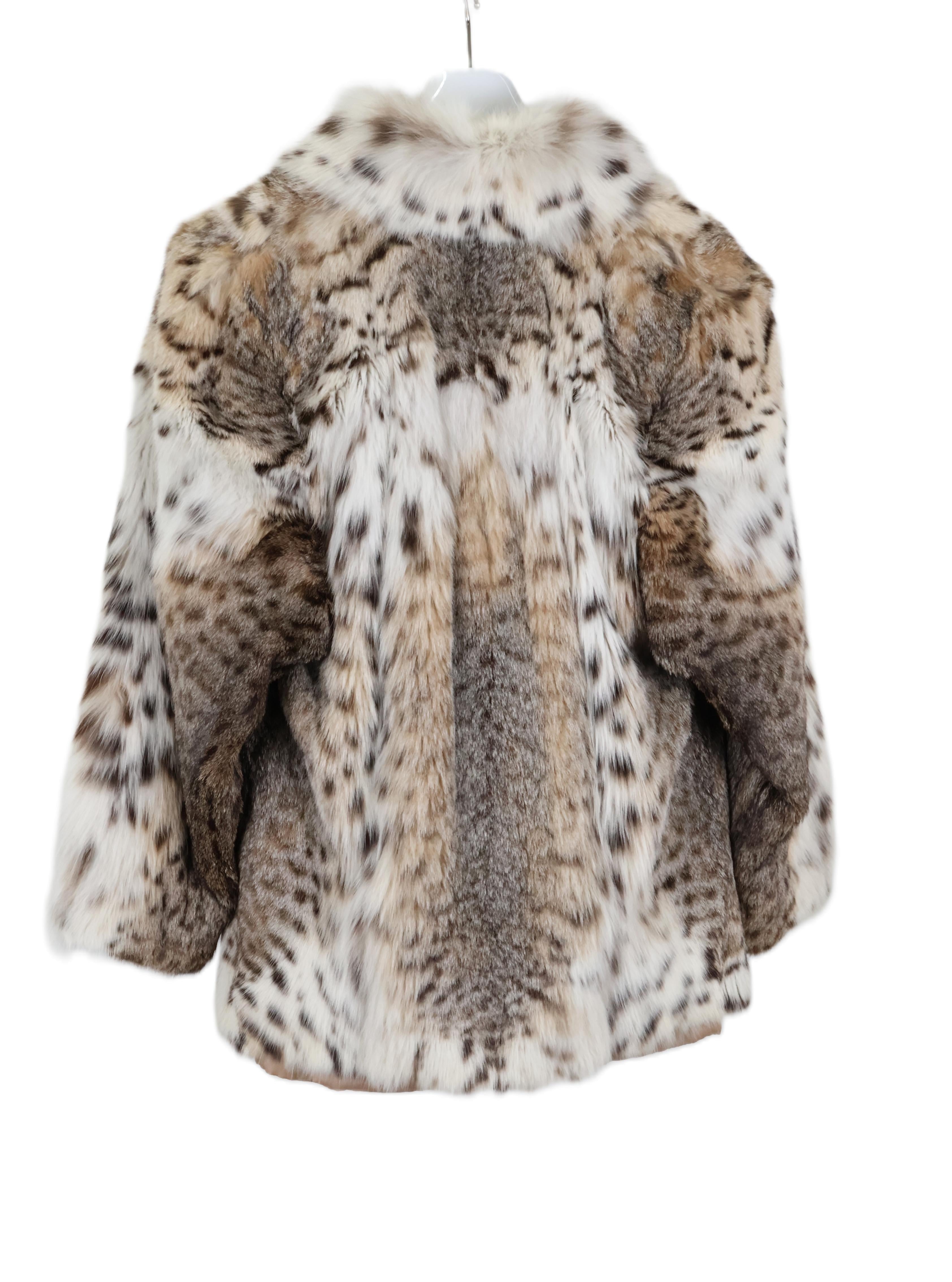 PRE-OWNED NATURAL CANADIAN CAT LYNX JACKET W/ NOTCH COLLAR