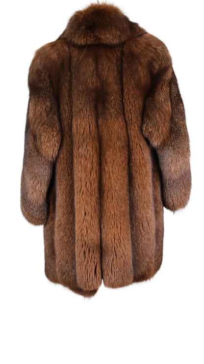 PRE-OWNED CINNAMON DYED FOX W/CROSS CUT SHAWL COLLAR & DIAGONAL SLEEVESSS
