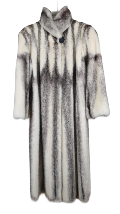 PRE-OWNED BLACK CROSS MINK COAT W/ WING COLLAR