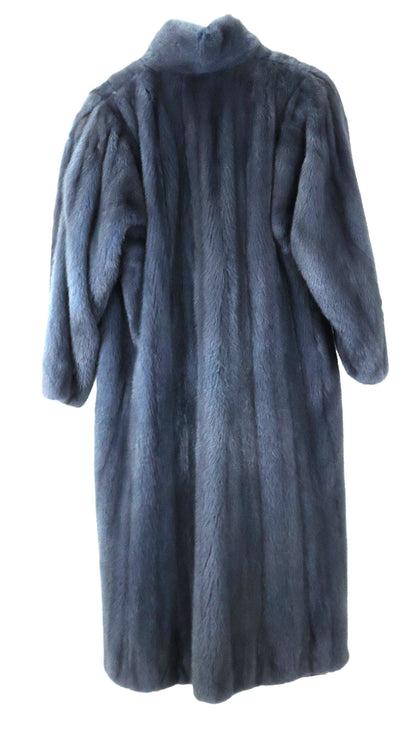 PRE-OWNED NAVY DYED MINK COAT W/ WING COLLAR