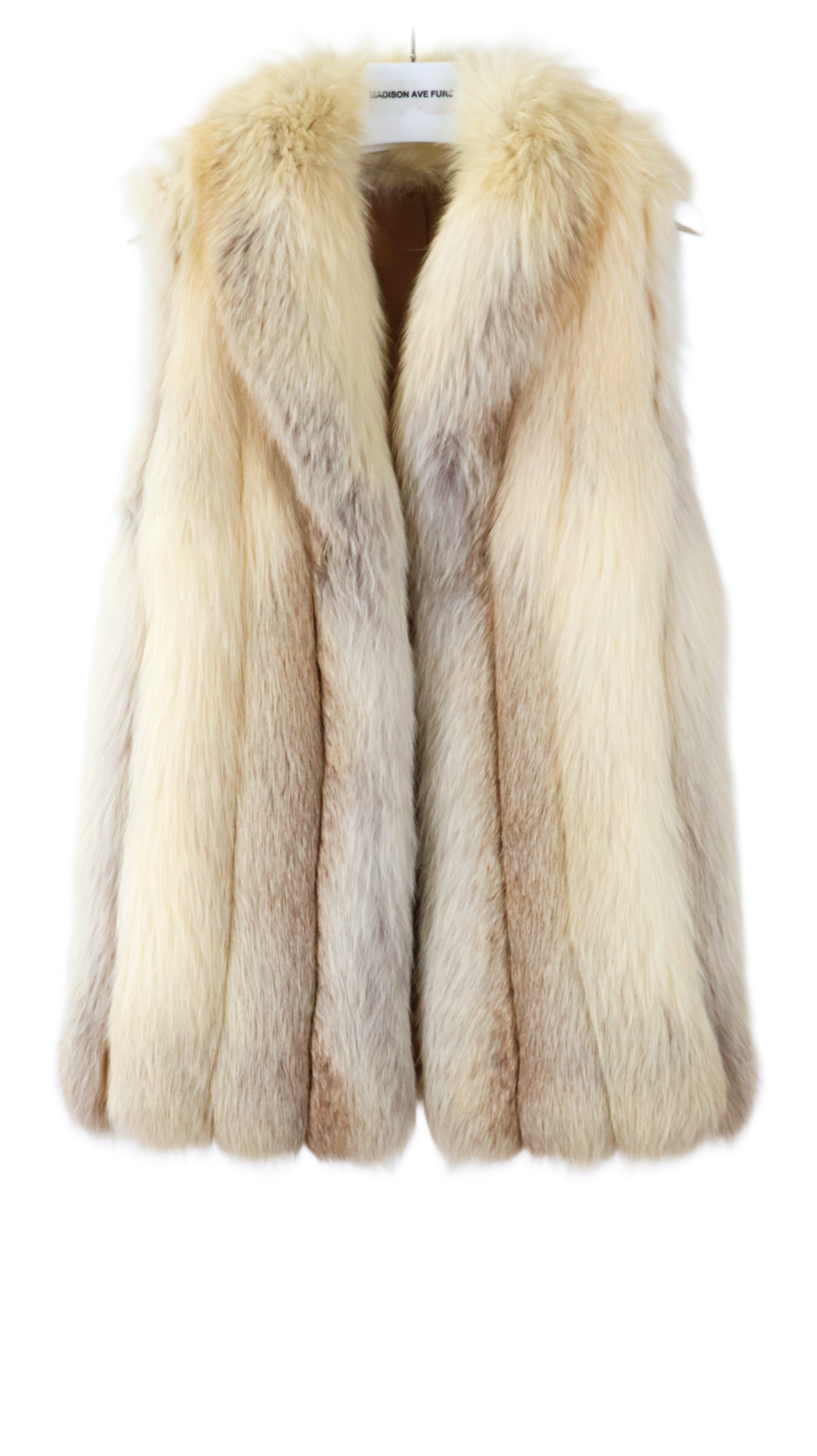 PRE-OWNED GIORGIO SANT ANGELO GOLDEN ISLAND FOX VEST W/ SHAWL COLLAR