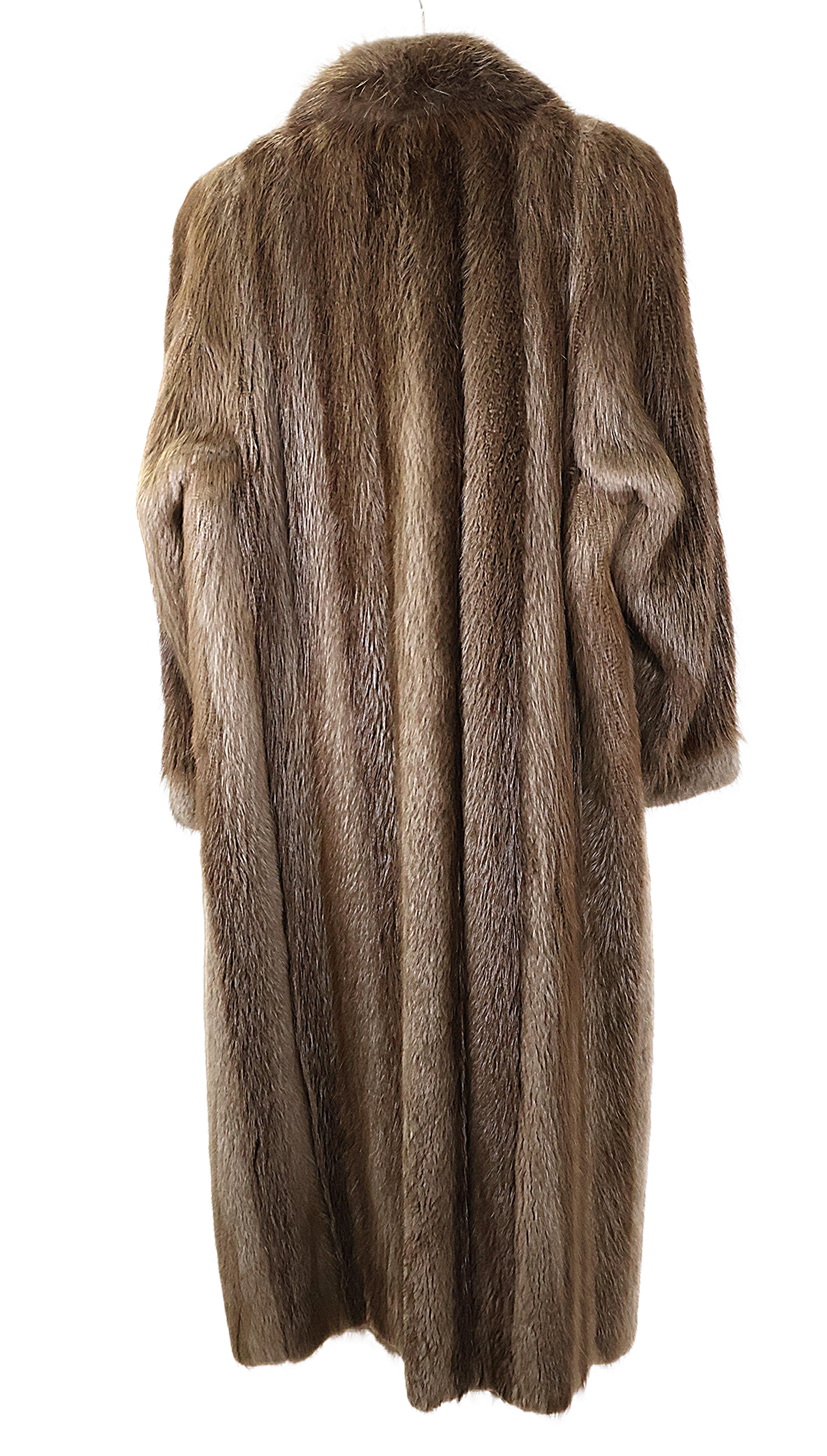 NEW NATURAL BLOND BEAVER COAT W/ SHAWL COLLAR & BANDED CUFFS