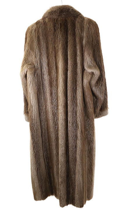 NEW NATURAL BLOND BEAVER COAT W/ SHAWL COLLAR & BANDED CUFFS