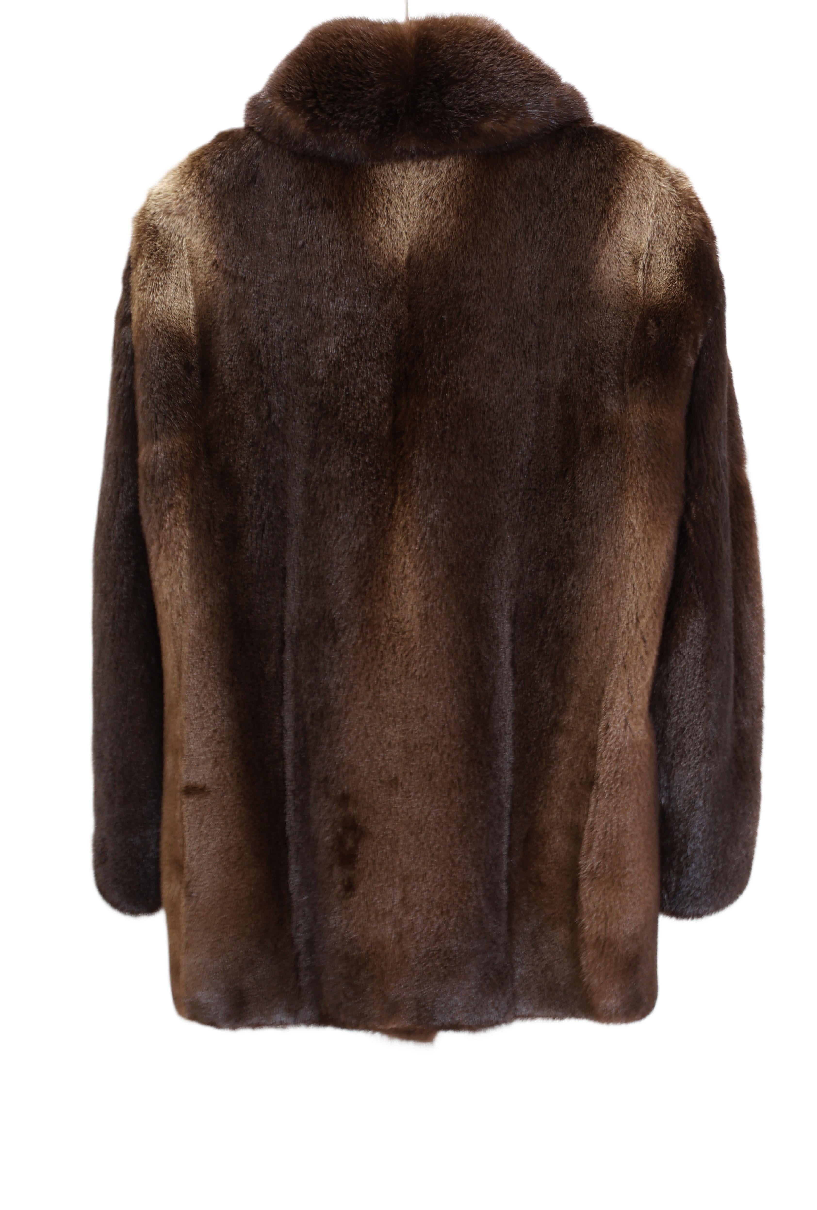 NEW MEN'S NATURAL OTTER BOMBER JACKET W/ WING COLLAR & STRAIGHT SLEEVES