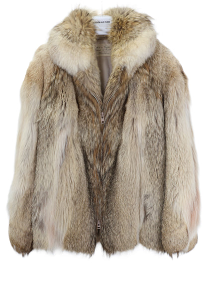 PRE-OWNED COYOTE ZIPPER BOMBER JACKET W/ WING COLLAR