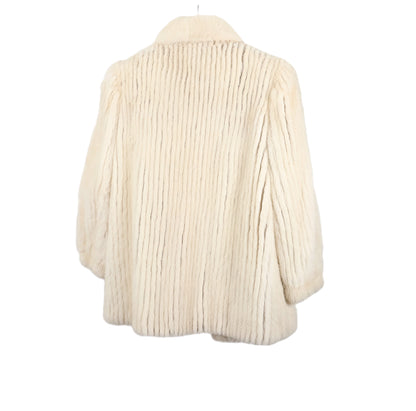 PRE-OWNED OFF WHITE MINK RIBBED JACKET W/ NOTCH COLLAR & BRACELET CUFFS