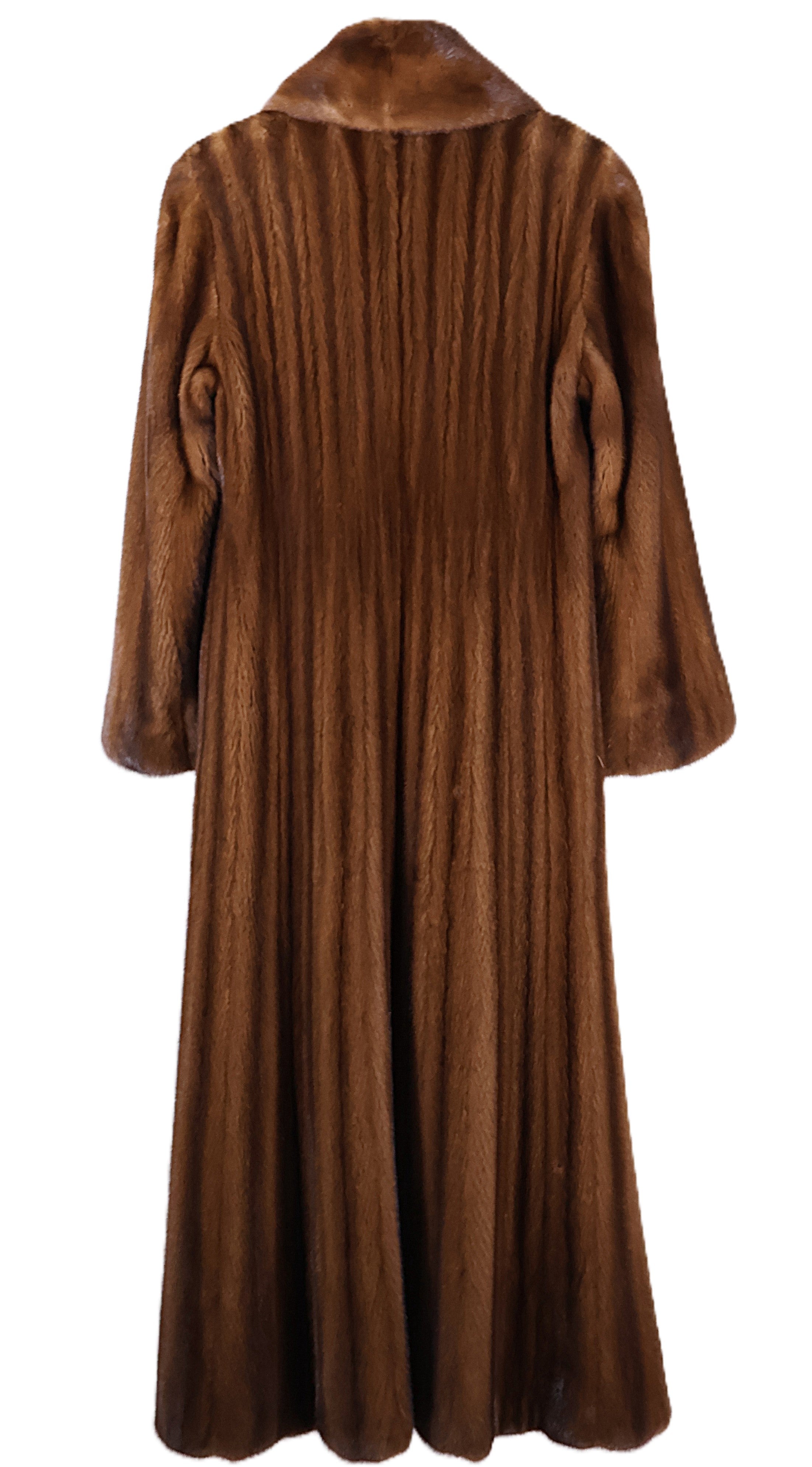 PRE-OWNED CAROLINA HERRERA NATURAL DEMI BUFF MINK COAT W/ SHAWL COLLAR