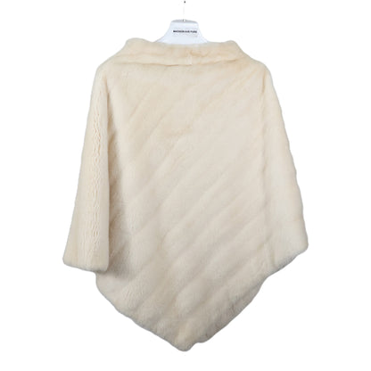 PRE-OWNED NATURAL WHITE DIAGONAL MINK PONCHO