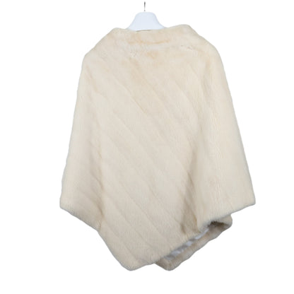 PRE-OWNED NATURAL WHITE DIAGONAL MINK PONCHO