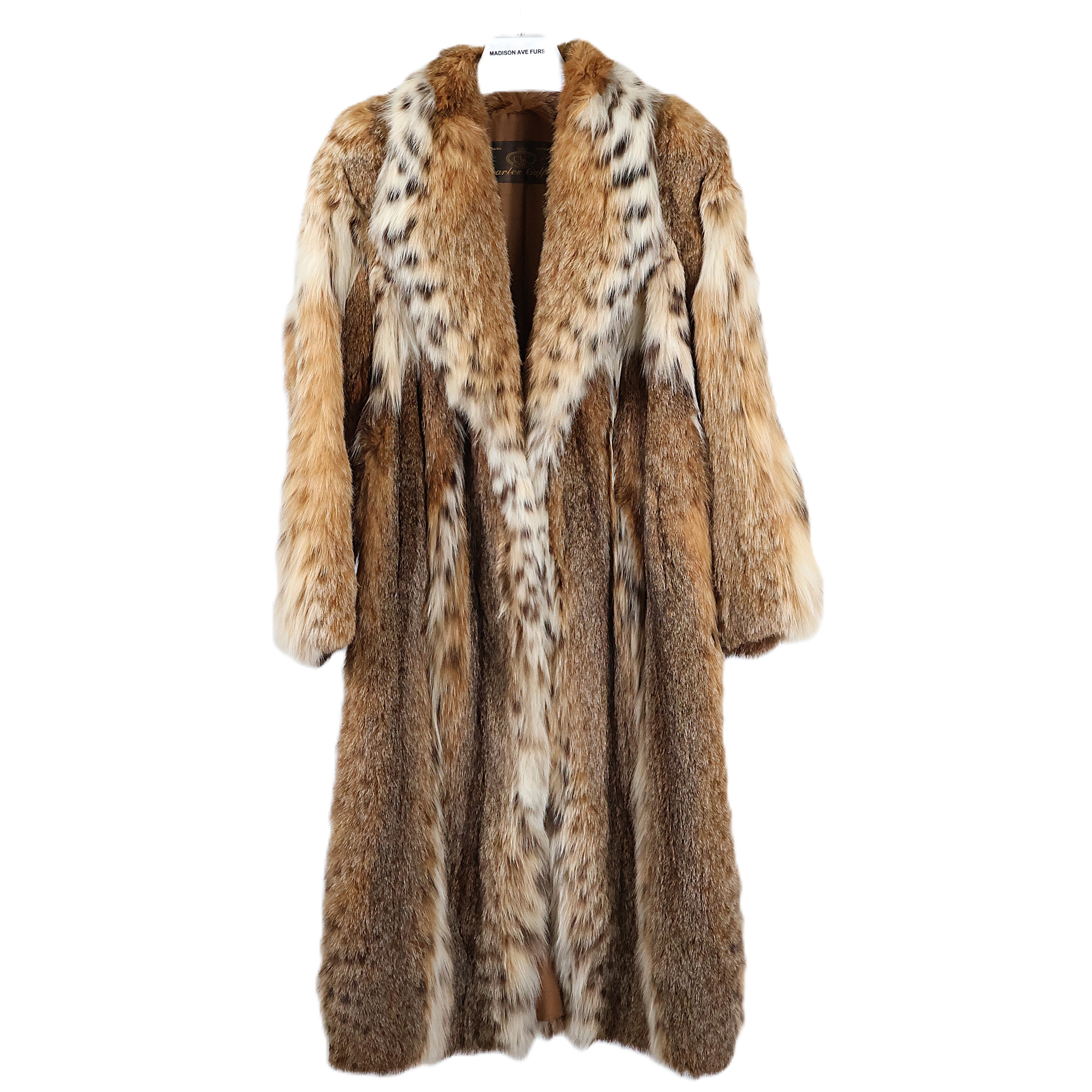 PRE-OWNED NATURAL CANADIAN CAT LYNX COAT W/ WING COLLAR