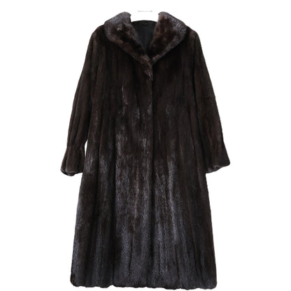 PRE-OWNED RANCH MINK COAT W/ WING COLLAR& CINCHED BELL SLEEVE W/ YOLK BACK