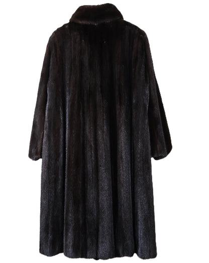 PRE-OWNED MAHOGANY MINK COAT W/ WING COLLAR & STRAIGHT SLEEVE