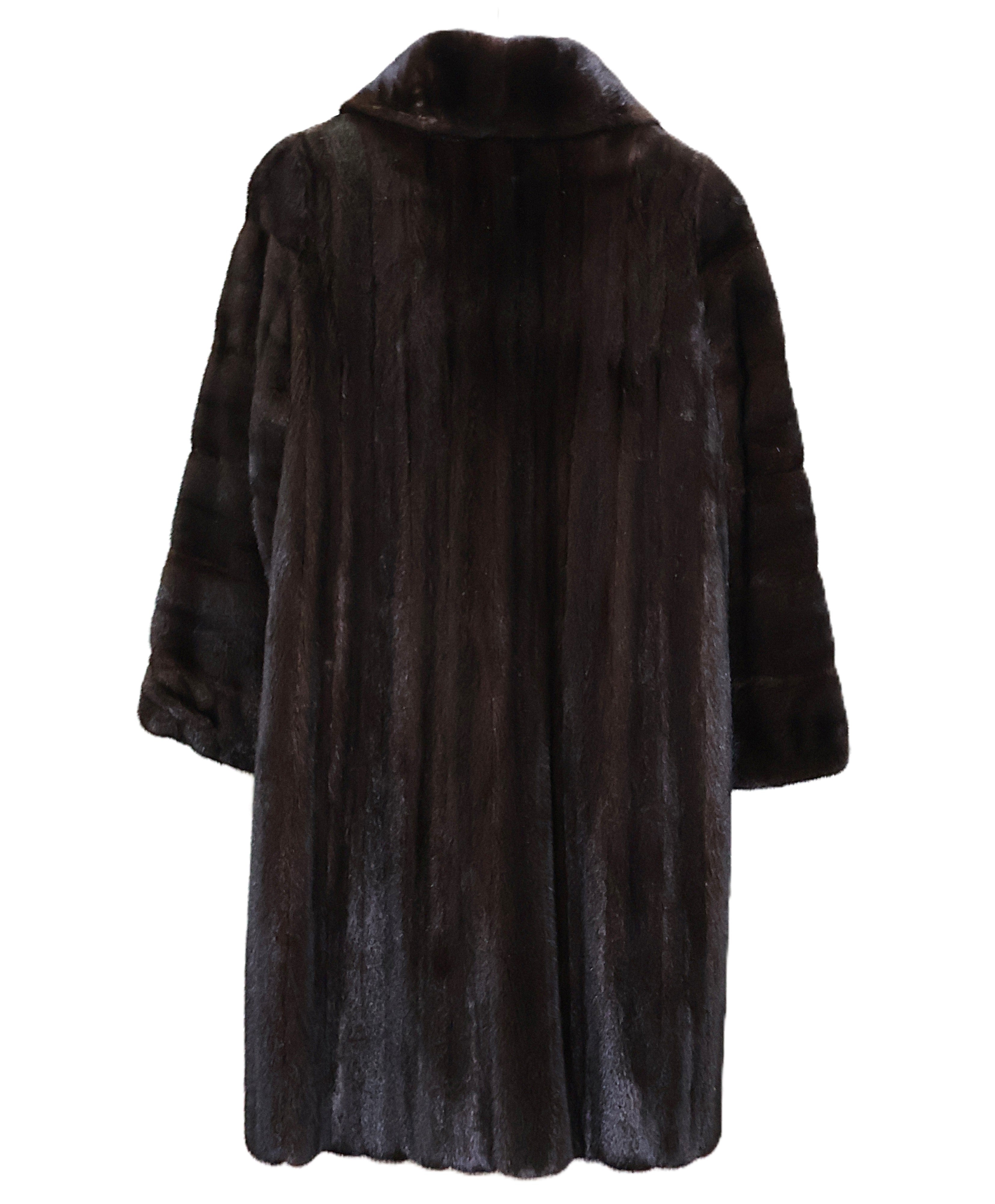 PRE-OWNED RANCH MINK COAT W/ WING COLLAR & HORIZONTAL SLEEVES
