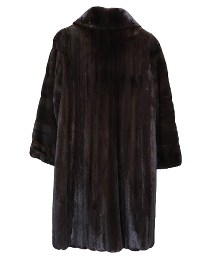 PRE-OWNED RANCH MINK COAT W/ WING COLLAR & HORIZONTAL SLEEVES