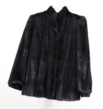 PRE-OWNED RANCH MINK JACKET W/ STAND COLLAR & BANDED CUFFS