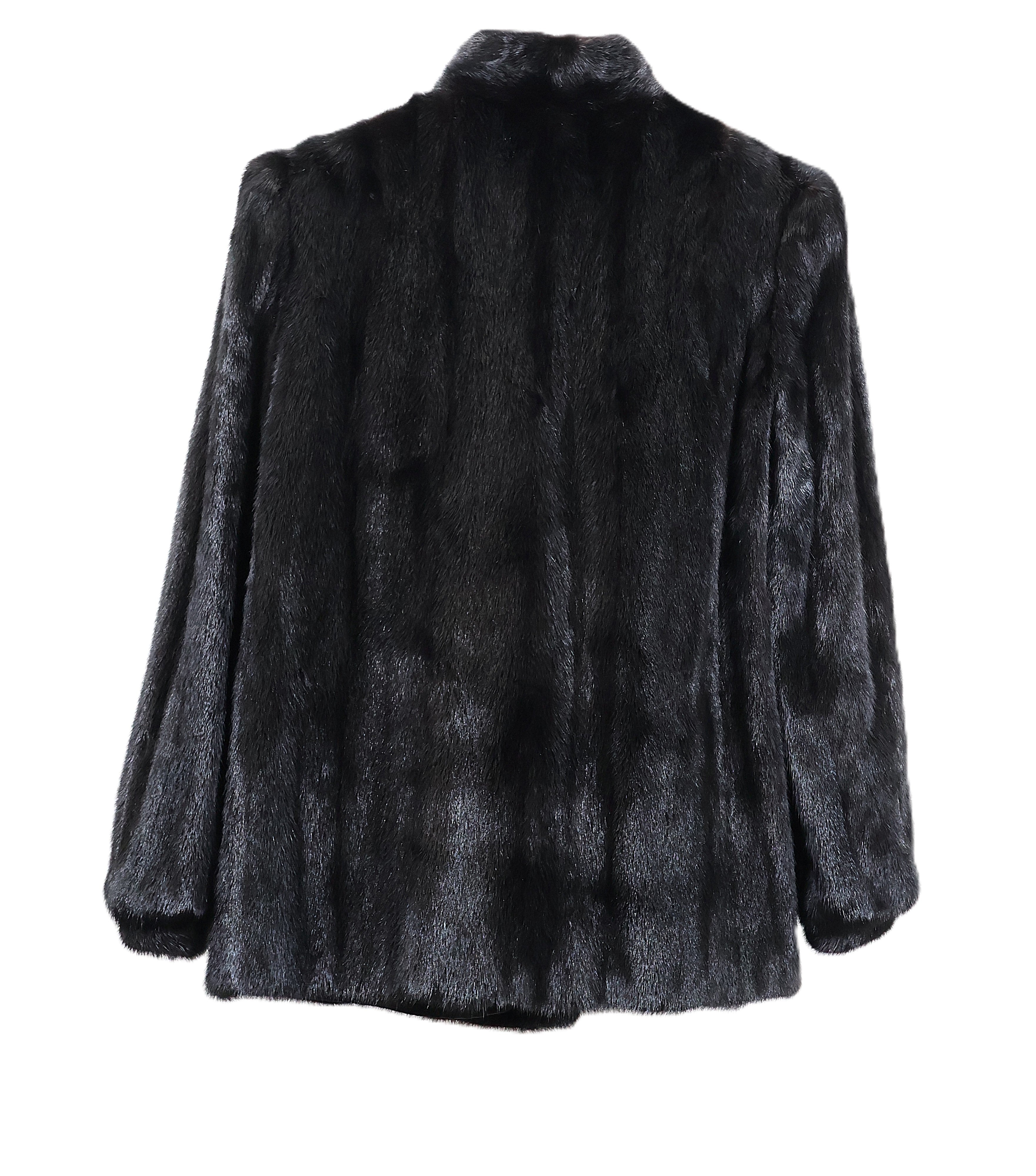 PRE-OWNED RANCH MINK JACKET W/ STAND COLLAR & BANDED CUFFS
