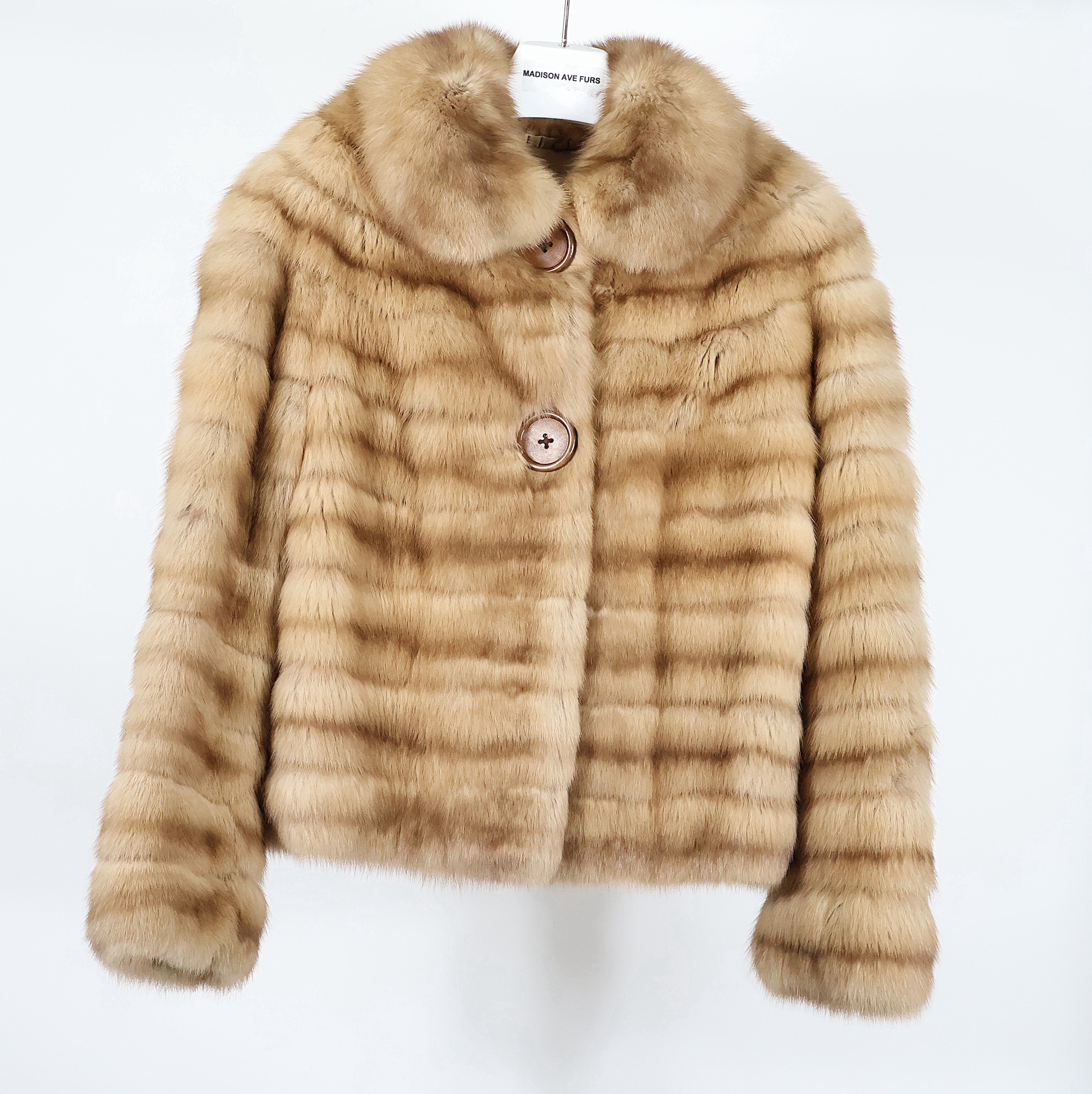 PRE-OWNED RUSSIAN SABLE HORIZONTAL SHORT JACKET W/ WING COLLAR
