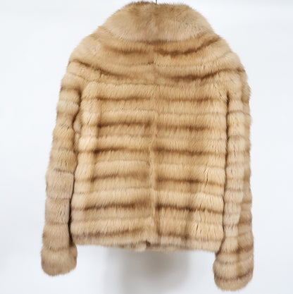 PRE-OWNED RUSSIAN SABLE HORIZONTAL SHORT JACKET W/ WING COLLAR