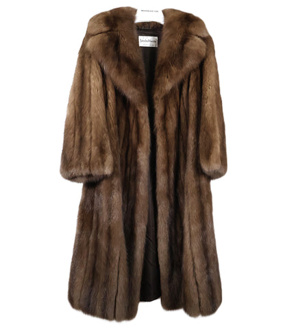 PRE-OWNED NATURAL RUSSIAN SABLE COAT W/ NOTCH COLLAR & STRAIGHT SLEEVES
