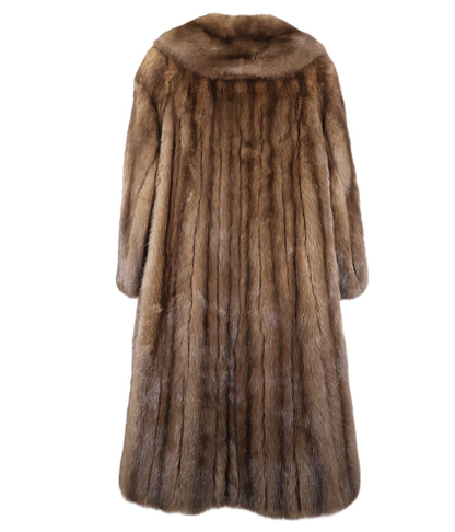PRE-OWNED NATURAL RUSSIAN SABLE COAT W/ NOTCH COLLAR & STRAIGHT SLEEVES
