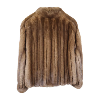 PRE-OWNED NATURAL RUSSIAN SABLE JACKET W/ STAND COLLAR & BANDED CUFFS