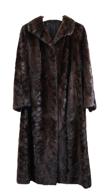 PRE-OWNED RANCH MINK SECTION COAT W/ WING COLLAR & STRAIGHT SLEEVE