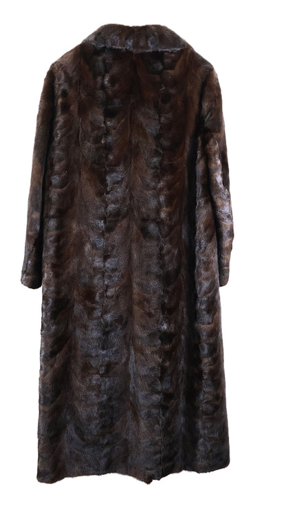 PRE-OWNED RANCH MINK SECTION COAT W/ WING COLLAR & STRAIGHT SLEEVE