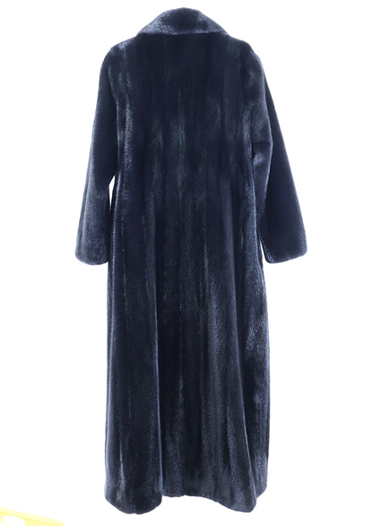 NEW COLORED ADDED BLACK MINK COAT W/ WING COLLAR, STRAIGHT SLEEVE & DRAWSTING AT WAIST