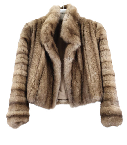 PRE-OWNED NATURAL RUSSIAN SABLE BOLERO W/ STAND UP COLLAR & HORIZONTAL SLEEVES