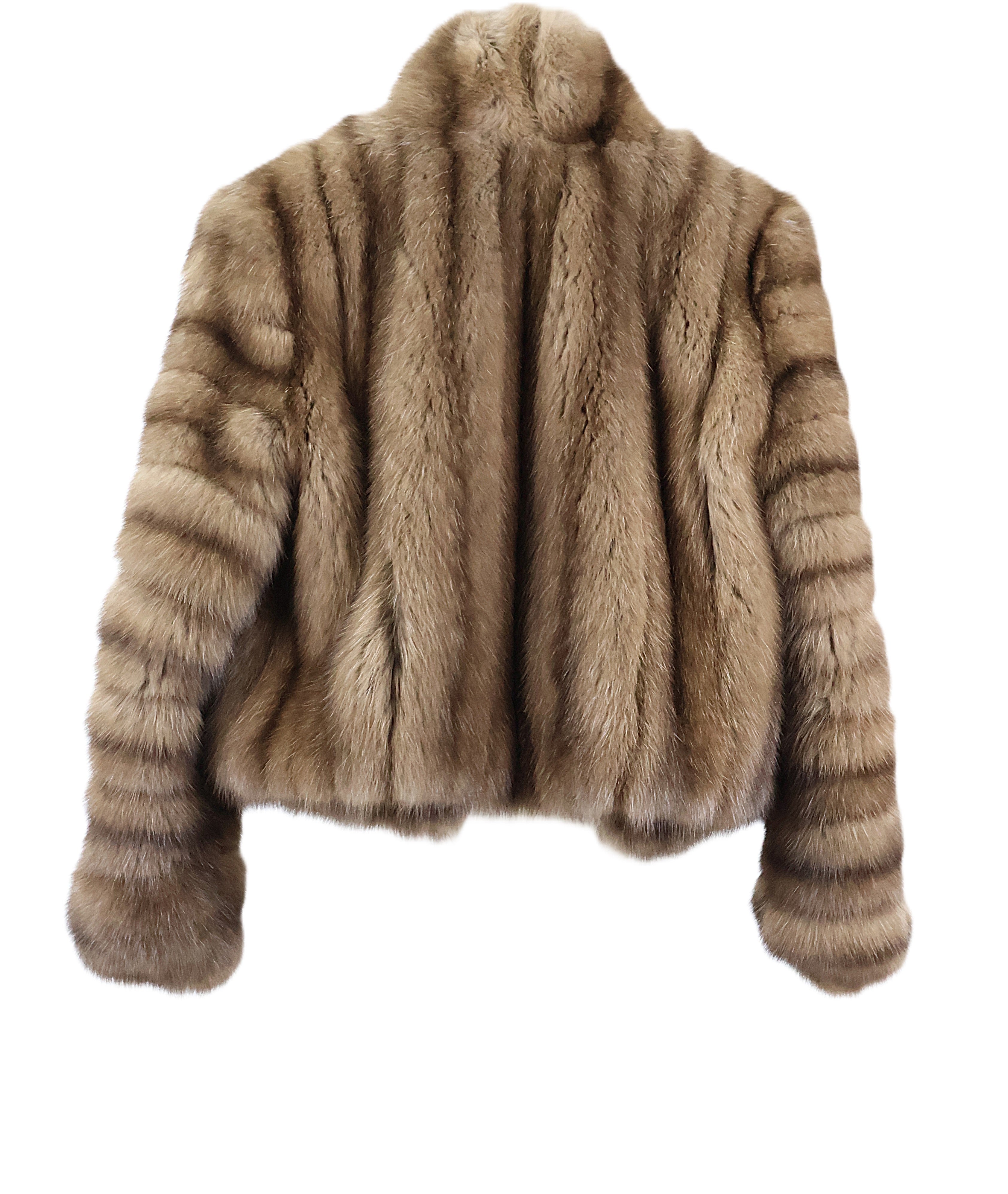 PRE-OWNED NATURAL RUSSIAN SABLE BOLERO W/ STAND UP COLLAR & HORIZONTAL SLEEVES