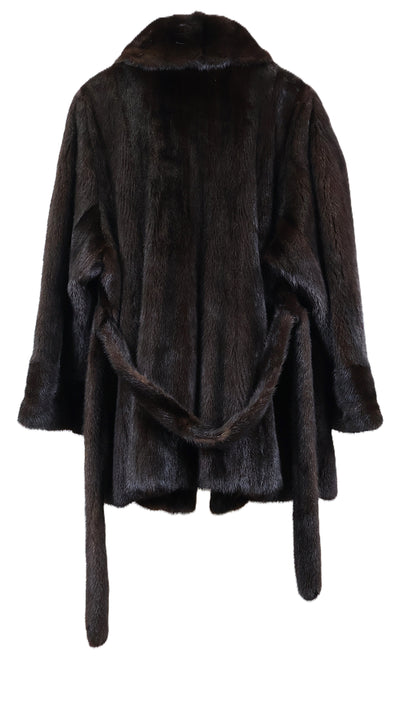 PRE-OWNED RANCH MINK STROLLER W/WING COLLAR, BELL SLEEVES & WRAP BELT