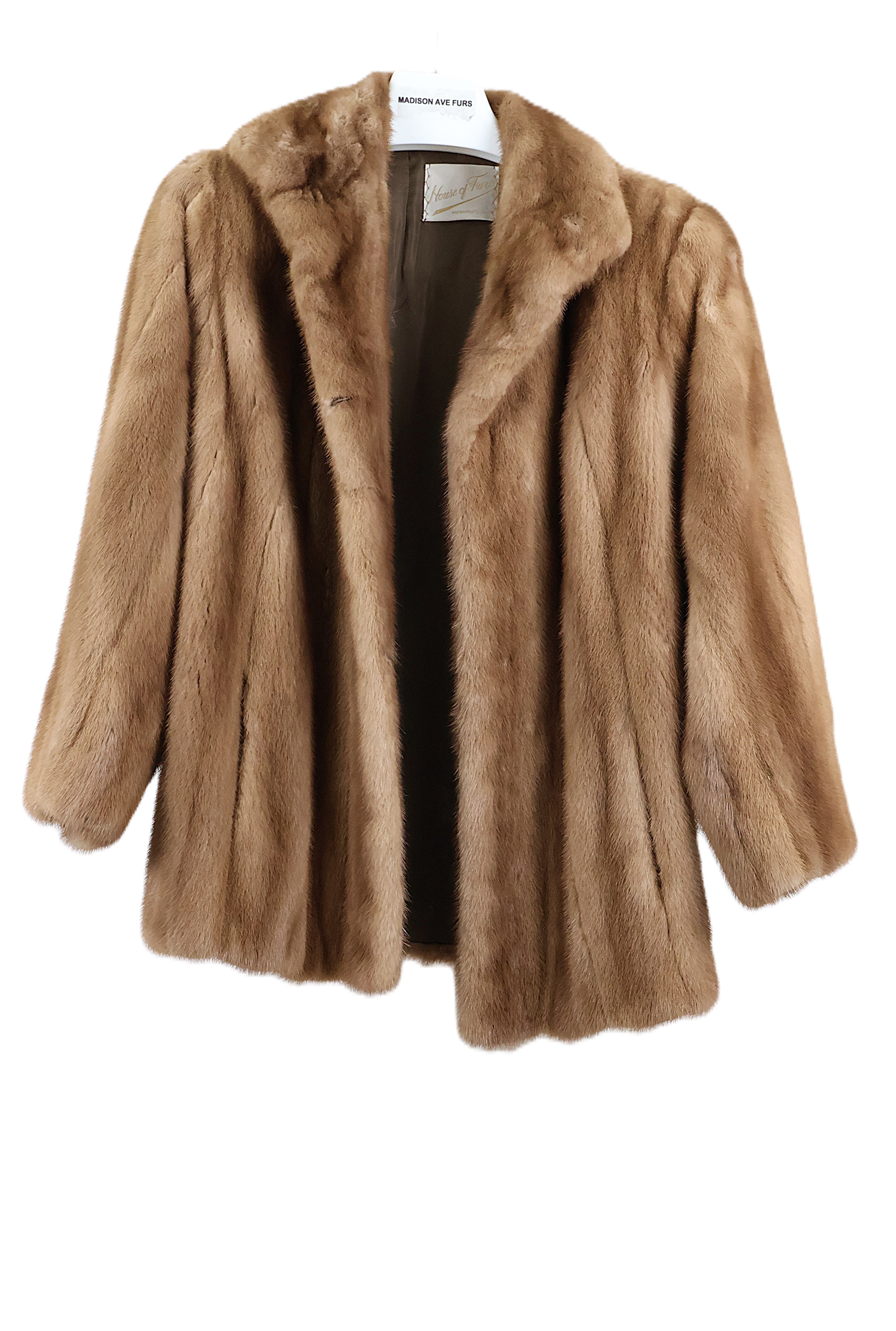 PRE-OWNED DEMI BUFF MINK JACKET W/ WING COLLAR & STRAIGHT SLEEVES